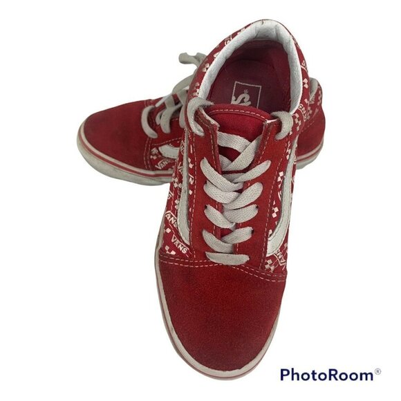 VANS Old Skool Logo Repeat (Racing Red) Preschool Shoes Size 2.5 - Picture 1 of 7